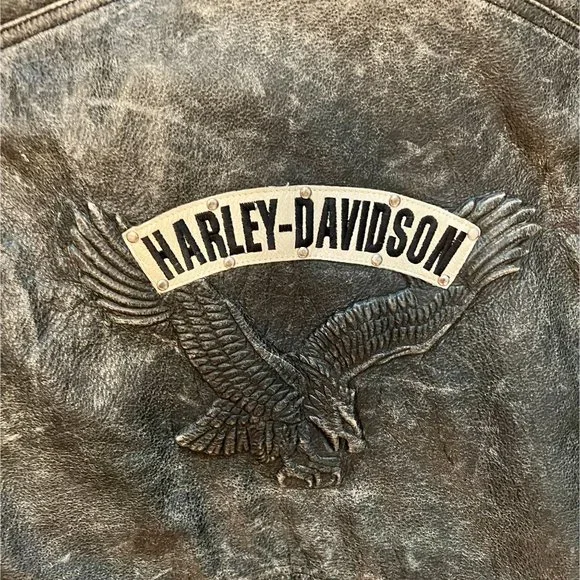 Harley Davidson Vintage Distressed Leather Biker Jacket Size Women’s Medium - Picture 8 of 9